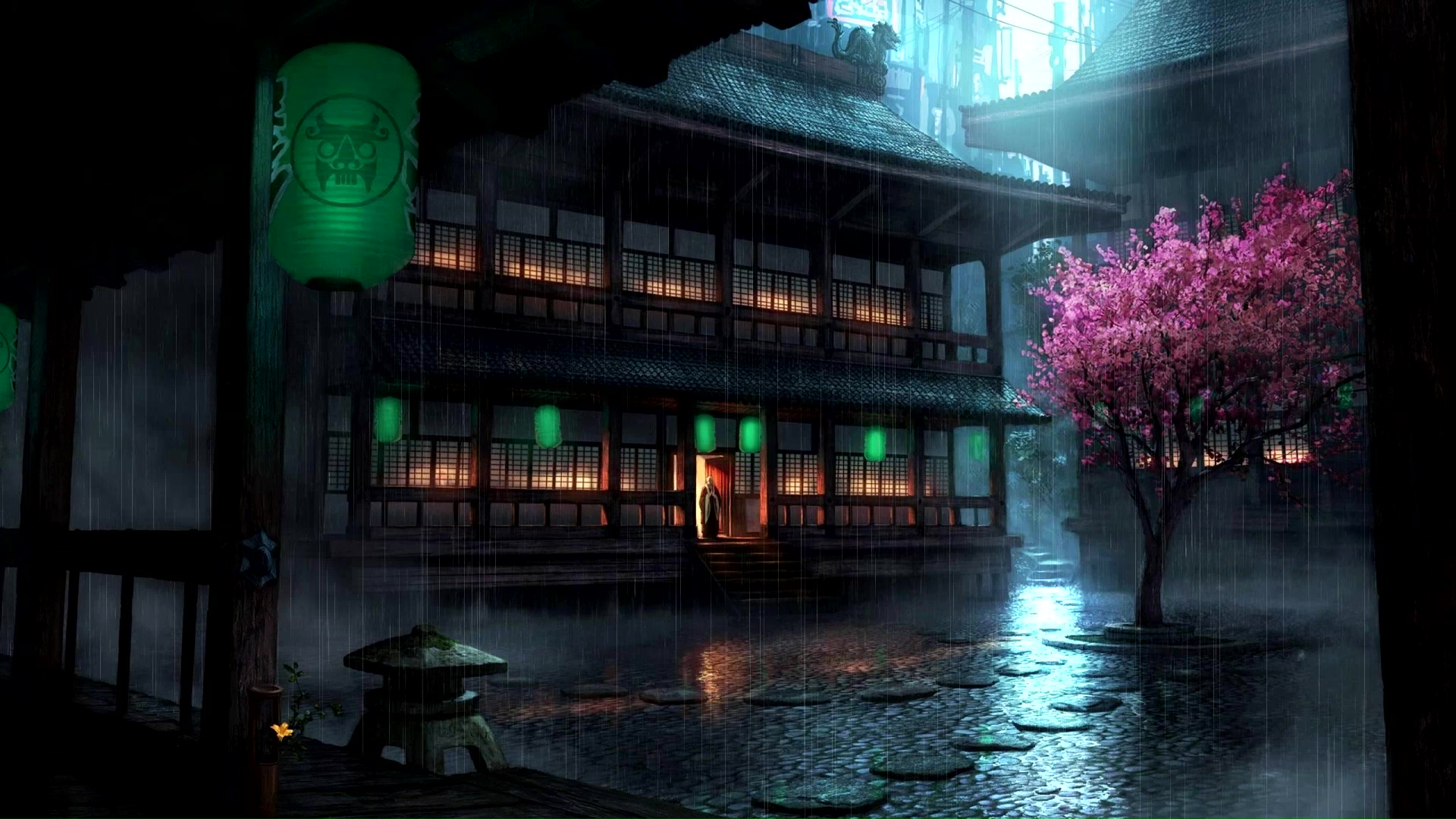 Anime Backyard Rain [Beautiful 60fps Animation] [SAO-Gracefully] Live  Wallpaper - Live Wallpaper